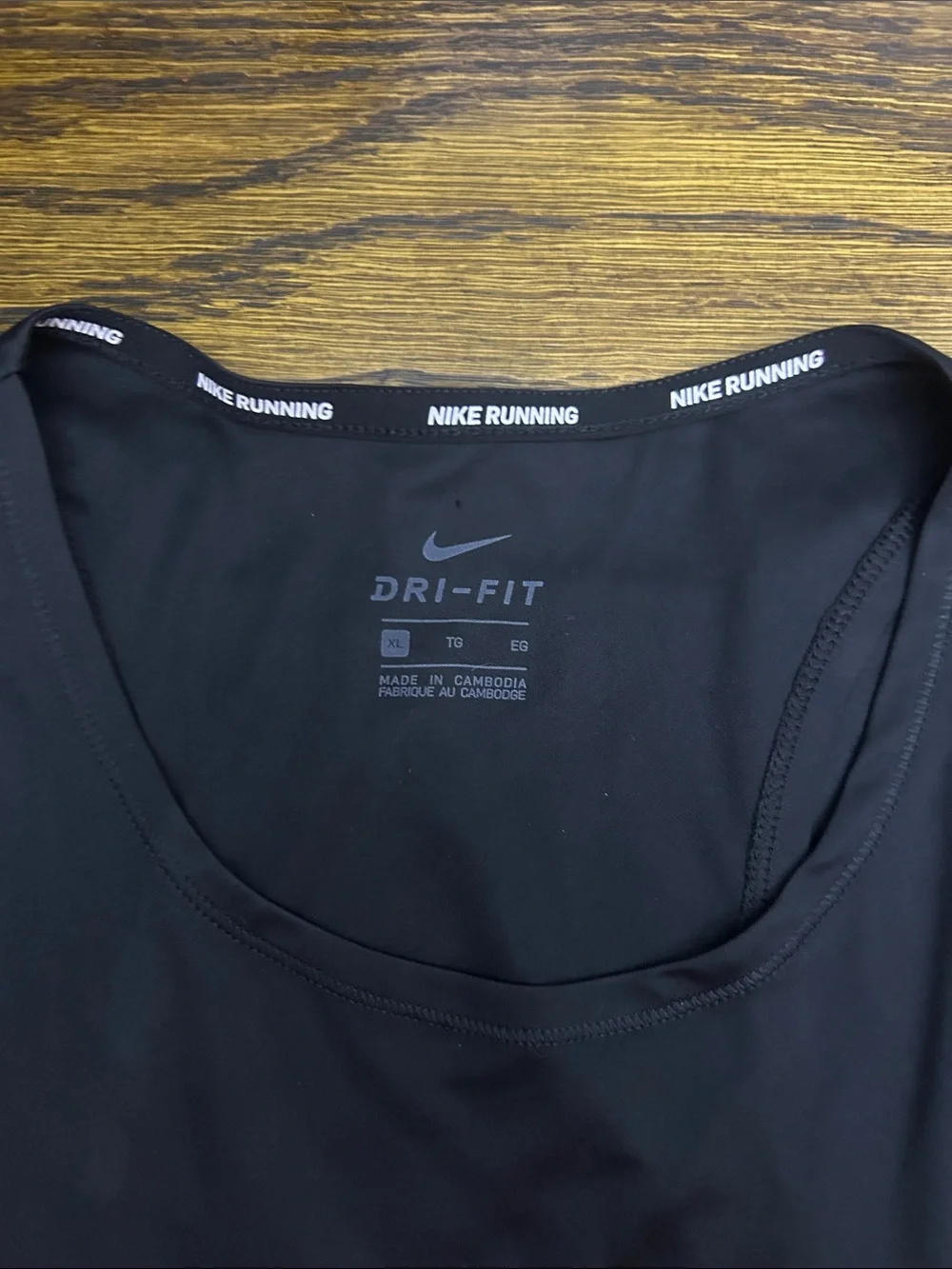 Nike DRI-FIT BLACK Racerback Running Tank Top with White Swoosh Logo Size XL